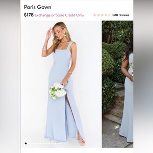 Show me your mumu — Paris Gown bridesmaid dress. Steel blue stretch color